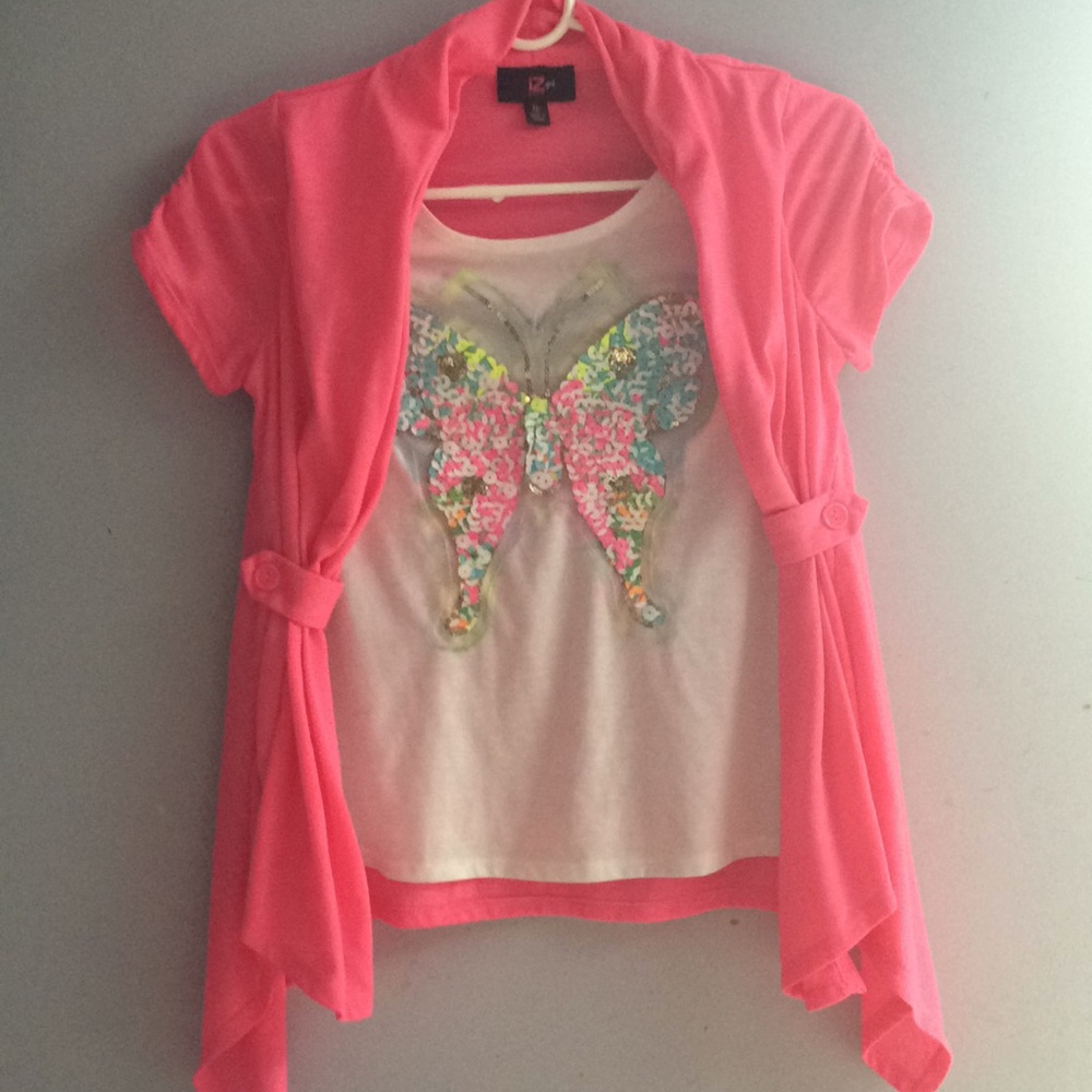 Pink butterfly shirt